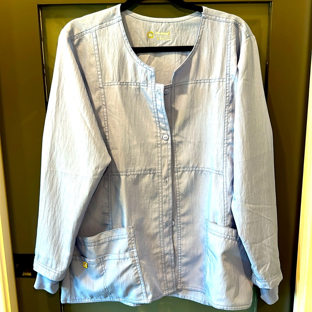 Wonder wink four stretch large blue scrub jacket